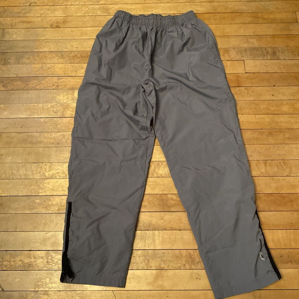 Vintage Reebok Men’s Large Windpants Track Warmup Grey Zip Bottom